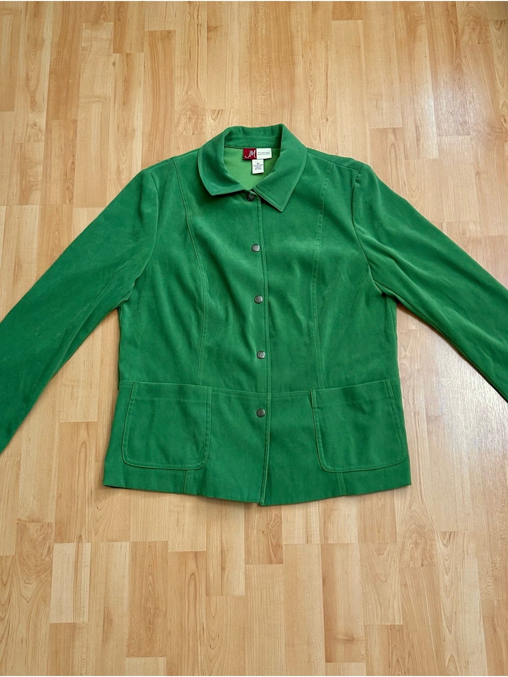 Green faux-suede button-front jacket